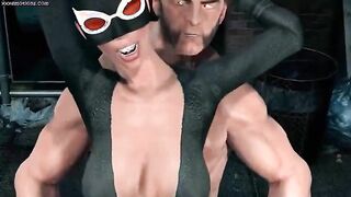 Wolverine lifts up catwoman and fucks her in an alley