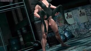 Wolverine lifts up catwoman and fucks her in an alley