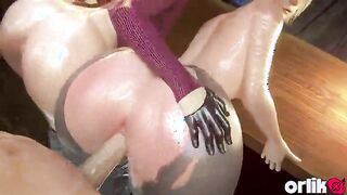 Ada Wong & Ashley Graham THREE DIMENSIONAL Manga porn – 2 Massive Donks Juggling Doggy style in Torned Trousers Resident Sinister Toon
