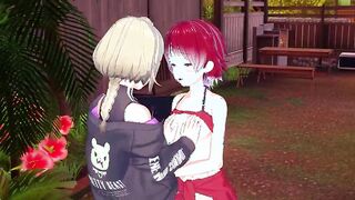 Luna and Aria Share Private Petting and Eating - Anime porn