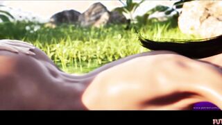 Futa3DX - Ash-blonde Honey Gets Ravaged Rock hard On The Beach In Sweet Threeway