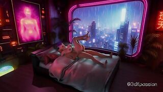 Neon Heat - Passionate anal sex with busty hot street girl in the neon room