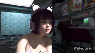 Neon Dreams: Catgirl - Cute japanese catgirl gets fucked on space station