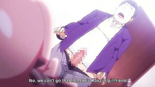 Dirty Girlfriend - Hentai girlfriend fucks fat teacher while boyfriend watches