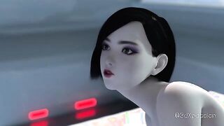 Hot japanese robot gives a 3D blowjob on orbital space station