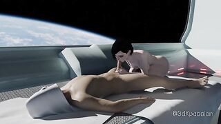 Hot japanese robot gives a 3D blowjob on orbital space station