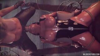 Lara Croft Tricked for Halloween VHS - Lara Croft get a 3D deepthroat face fuck from big dicked futa