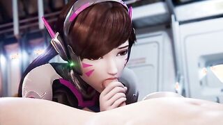 D.Va Mission Success - Overwatch D.Va loves giving a blowjob and getting a creampie