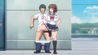 Nurturing 2 - Huge titty femdom hentai teen gives a student a thighjob on the roof