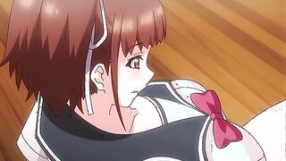 Nurturing 2 - Huge titty femdom hentai teen gives a student a thighjob on the roof