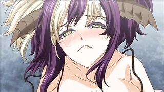 Demon Father Harem 2 - Hentai demon girls with huge tits smother guy in big boobs