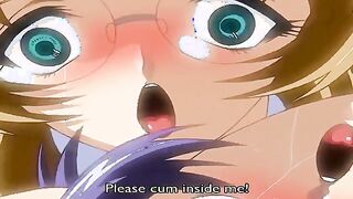 Virgin in the Academy Uniform 4 - Teen girl gets fucked by her hentai big sister with a strapon