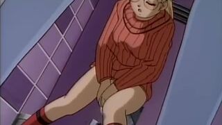 Cool Devices 3 - Blonde anime girl with glasses creampied in bathroom