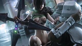 Yuffie Kisaragi rides the cock of a solider with her smooth tight pussy