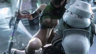 Yuffie Kisaragi rides the cock of a solider with her smooth tight pussy