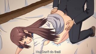The Day That Guy Embraced Her 4 - Cheating hentai wife fucked at the office while talking to husband