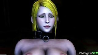 Samus, a Toy for Mutants - Scary monster with huge dick slams Samus Aran's asshole