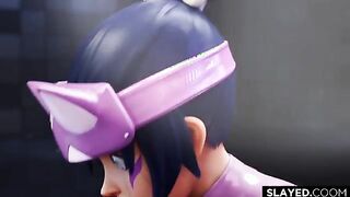 Taimanin Kiriko - Overwatch Kiriko is fucked by a giant monster dick