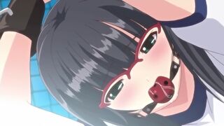 Love es M - Cute hentai teen is gagged, dildoed and fucked while friend is watching