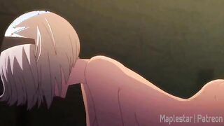 2B gives 9S a blowjob and then gets her smooth pussy creampied from the back