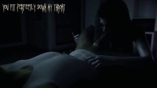 Sadako - The creepy girl from The Ring comes out of the TV to fuck her victim