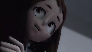 Asui's New Quirk - Tsuyu Asui fucks Ochaco Uraraka with her futa cock in classroom