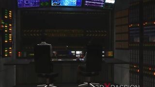 Hot futa fucks hard a busty sexy slave woman in observation room