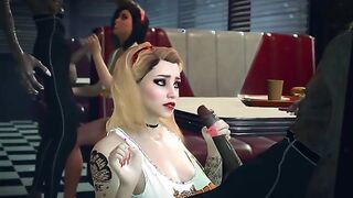 Hootees: Special Menu - Busty waitress fucks zombie for new car