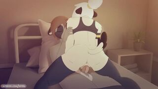 Ace - Athletic furry volleyball girl rides on manager's cock in the nurse's office