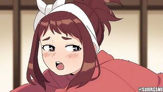 Duties at Home - Deku fucks Ochaco Uraraka's ass and then comes raw in her pussy