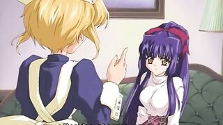 Moonlight Lady 2 - After hot lesbian action with the hentai maid an old man gives a spanking