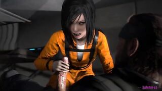 Metal Dick Solid 3 - Snake gets a handjob from a girl wearing a gas mask