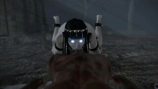 Living Dead Goth - Freaky 3D goth girl rides your cock in the graveyard