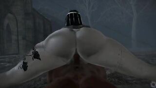 Living Dead Goth - Freaky 3D goth girl rides your cock in the graveyard