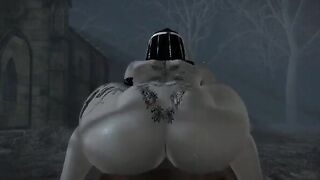 Living Dead Goth - Freaky 3D goth girl rides your cock in the graveyard