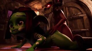 Gobbo Treaty - Goblin slave punished with Shaman's futanari cock