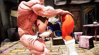 Chun Li gets roughly face fucked and pussy slammed in street fight