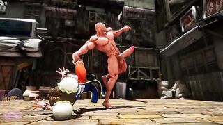Chun Li gets roughly face fucked and pussy slammed in street fight