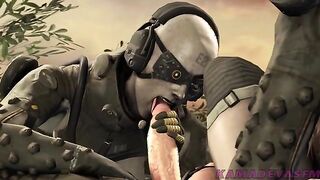 Metal Dick Solid 4 - Quiet and Snake are gangbanged by futanari parasite units