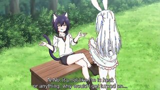Bunny Girl Hentai Boobjob in Fantasy Harem Scene
