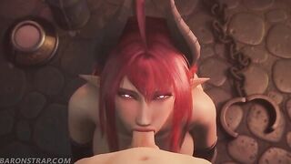 Pet succubus gives nasty deepthroat blowjob