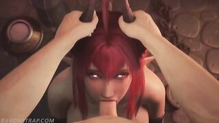 Pet succubus gives nasty deepthroat blowjob