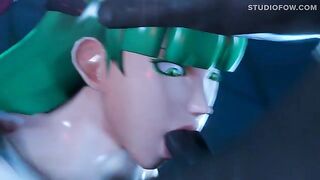 Succubus Morrigan Aensland gets her throat fucked deep