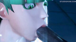 Succubus Morrigan Aensland gets her throat fucked deep