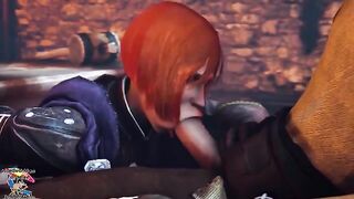 Honeydrop Interrogation - Leliana from Dragon Age sucks a cock balls deep