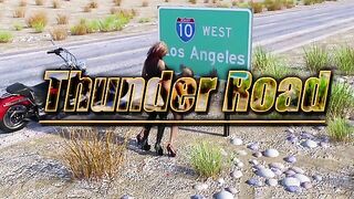 Thunder Road - Busty futanari bangs a bike chick on the side of the road