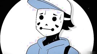 Mime and Dash fuck in black and white cartoon threesome for money