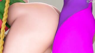 Juri Han bends over Cammy and plows her with her futa cock