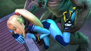 Samus Aran from Metroid fucks all kinds of monster cocks - 3D HMV