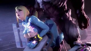 Samus Aran from Metroid fucks all kinds of monster cocks - 3D HMV